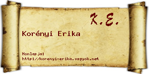 Korényi Erika névjegykártya