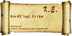 Korényi Erika névjegykártya